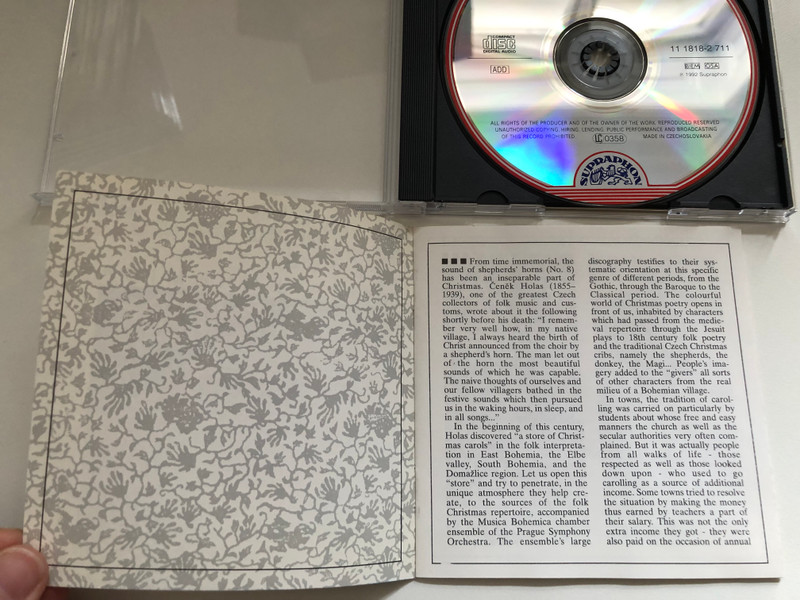 Jaroslav Krček, Josef Krček (soloists) – Bohemian Christmas Songs / Supraphon Audio CD 1992 Stereo / 11 1818-2 711