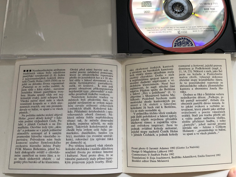 Jaroslav Krček, Josef Krček (soloists) – Bohemian Christmas Songs / Supraphon Audio CD 1992 Stereo / 11 1818-2 711