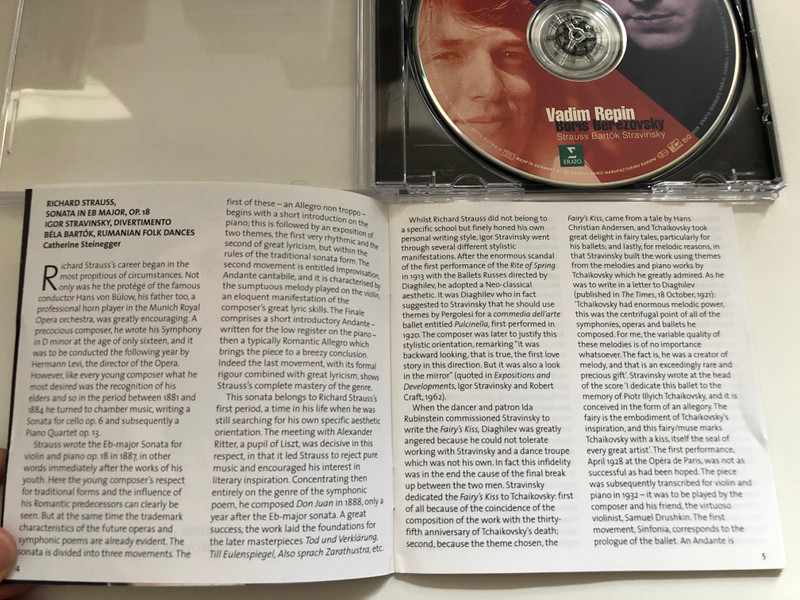 Vadim Repin, Boris Berezovsky – Strauss Bartok Stravinsky / Erato Audio CD 2001 / 8573-85769-2