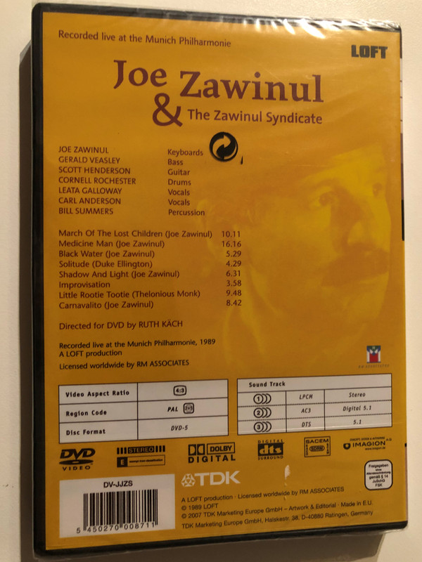Joe Zawinul & The Zawinul Syndicate / Tracklist: March of the Lost Children; Medicine Man; Black Water; Solitude; Shadow and Light; Improvisation; Little Rootie Tootie; Carnavalito / Recorded Livew at the Munich Philarmonie / 2007 DVD (5450270008711)
