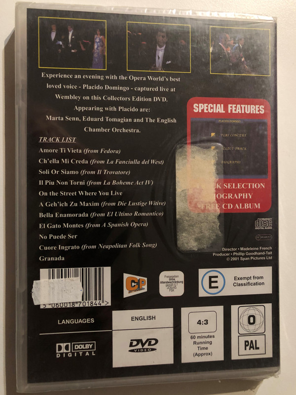 A Evening with Placido Domingo Live at Wembley / Collectors Edition / Marta Senn, Eduard Tomagian / The English Chamber Orchestra / 2005 DVD (5060018701844)