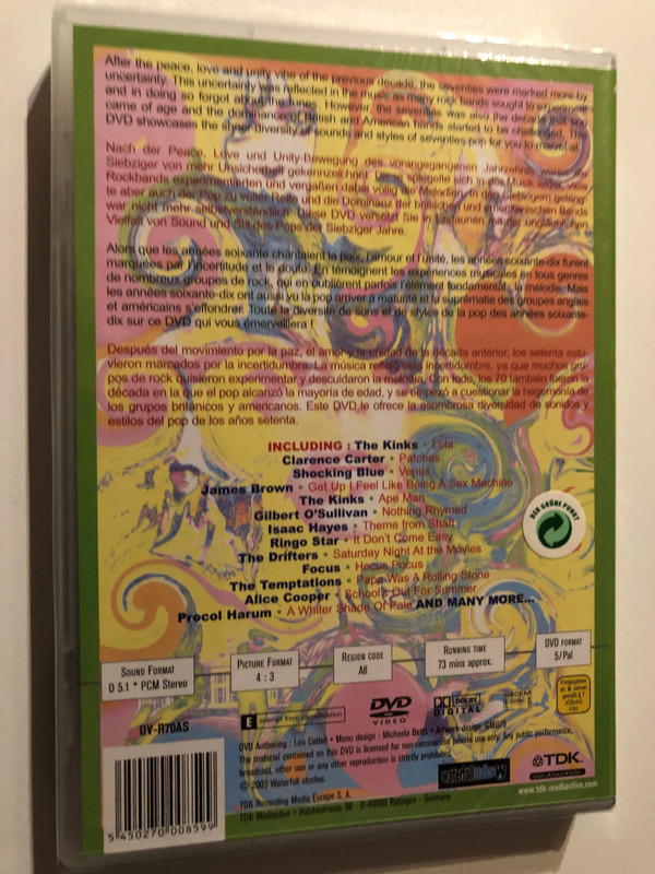 70's all stars / Includes classic songs by bands as diverse as The Kinks, The temptations, Alice Cooper, Procol Harum, James Brown, Ringo Starr and others / 2003 DVD (5450270008599)