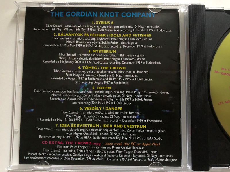 Invisible Story = Láthatatlan Történet - Tibor Szemző / The Gordian Knot Company / Text by Béla Hamvas / Leo Records Audio CD 2000 / CD LR 312