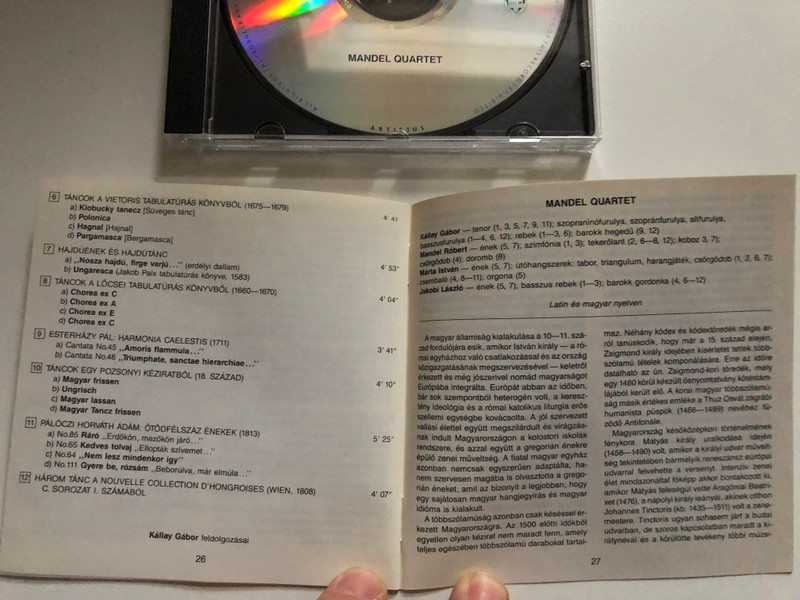 Ungaresca - 500 Years' Hungarian Music - Mandel Quartet / Hungaroton Classic Audio CD 1994 Stereo / HCD 31429