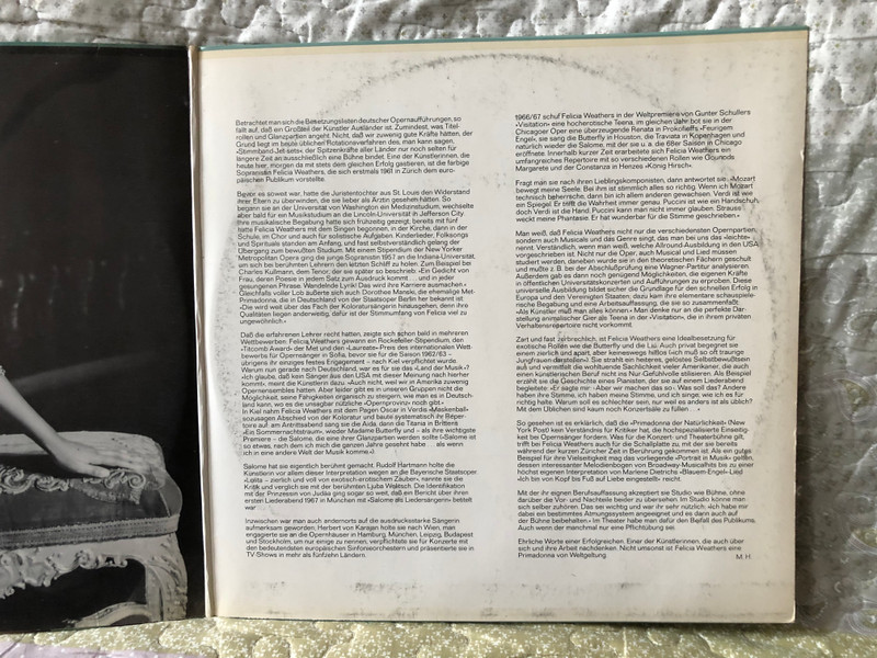 Felicia Weathers – Portrait In Musik / Some Enchanted Evening; Over The Rainbow; Hello, Young Lovers; Never On Sunday; With A Song In My Heart; People Will Say We're In Love; The Sound Of Music / Decca LP Stereo 1974 / DS 3249/1-2