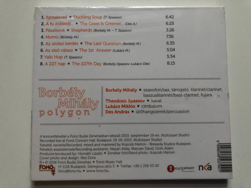Borbély Mihály – Polygon / Theodosii Spassov, Lukacs Miklos, Des Andras / Fonó Budai Zeneház Audio CD 2016 / FA 379-2