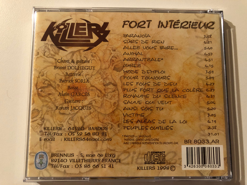 Killers – Fort Intérieur / Brennus Audio CD 1998 / BR 8033.AR