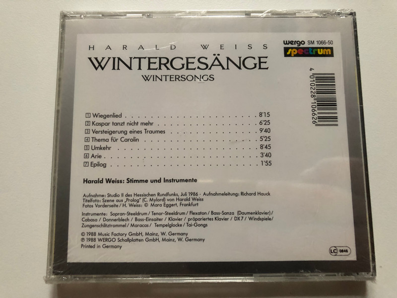 Wintersongas = Wintergesänge - Harald Weiss / Wergo Audio CD 1988 / SM 1066-50