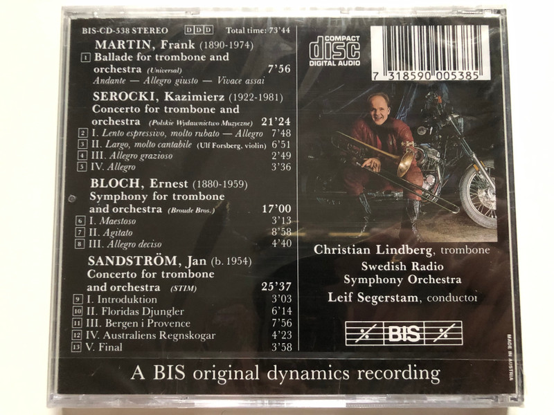 Trombone Odyssey (20th Century Landmarks For Trombone And Orchestra) / Christian Lindberg (trombone), Swedish Radio Symphony Orchestra, Leif Segerstam (conductor) / BIS Audio CD Stereo / BIS-CD-538