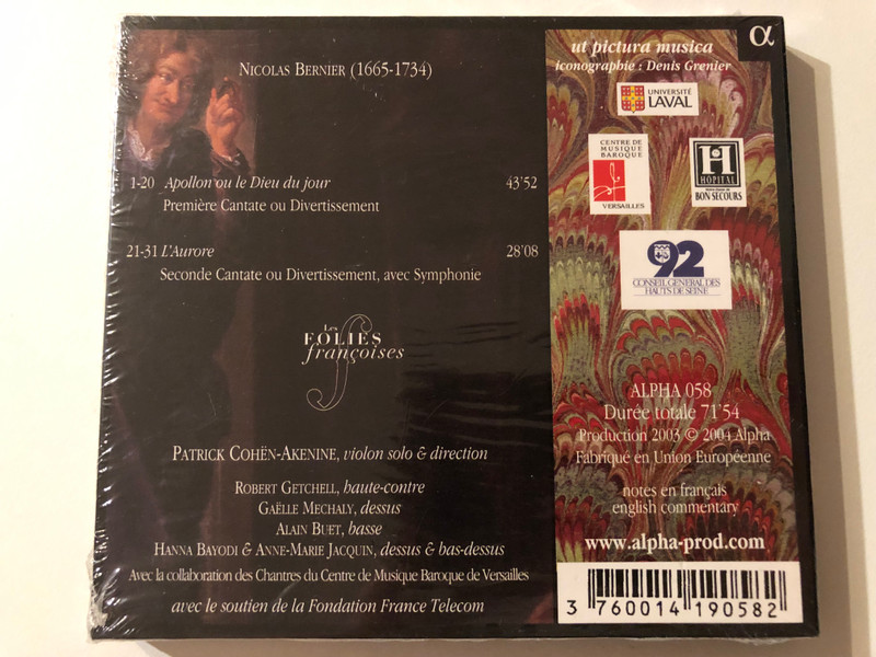 Nicolas Bernier: Les Nuits De Sceaux - Les Folies Françoises, Patrick Cohën-Akenine / Alpha Productions Audio CD 2004 / Alpha 058