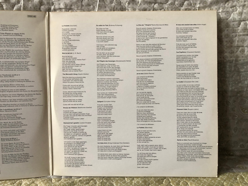 Elly Ameling: Een Liederenavond - o. a. Mozart: Abendempfindung, Schubert - Der Hirt Auf Dem Felsen; An Die Musik; Auf Dem Wasser Zu Singen, Schumann - Der Nussbaum; Widmung / His Master's Voice 2x LP / 2950 40 
