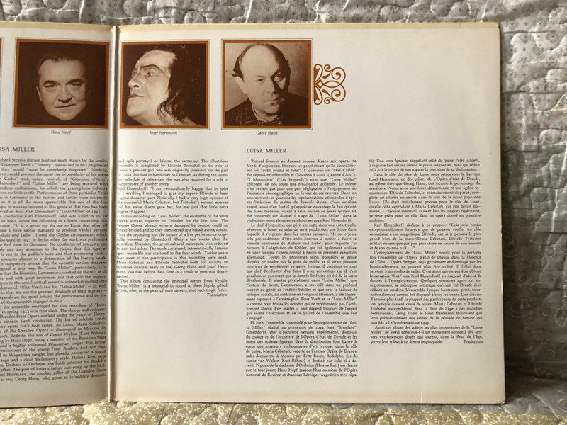 Giuseppe Verdi: Luise Miller - Maria Cebotari, Hans Hopf, Josef Herrmann, Helena Rott, Elfride Trötschel, Georg Hann, Kurt Böhme, Chor Und Orchester Der Staatsoper Dresden, Dirigent: Karl Elmendorff / BASF 2x LP / 22 21805-8