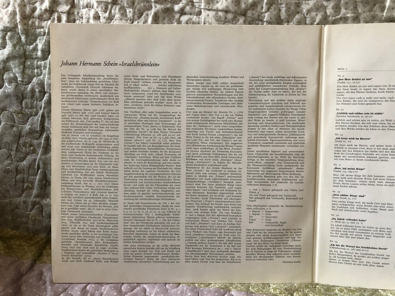 Schein: Israelsbrünnlein - Spandauer Kantorei, Berlin; Cappella Vocale, Hamburg; Martin Behrmann / FSM Vox 2x LP / FSM 43024/25