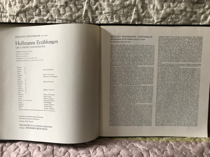 Jacques Offenbach: Hoffmanns Erzählungen - Joan Sutherland, Placido Domingo, Huguette Tourangeau, Gabriel Bacquier, Orchestre De La Suisse Romande, Richard Bonynge / Decca 3x LP, Box Set 1972 Stereo / 6.35199 GF