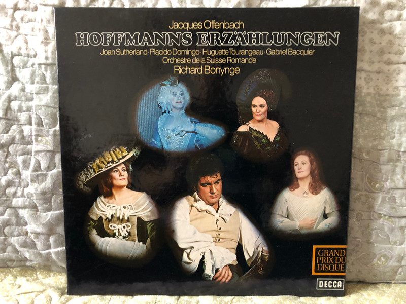 Jacques Offenbach: Hoffmanns Erzählungen - Joan Sutherland, Placido Domingo, Huguette Tourangeau, Gabriel Bacquier, Orchestre De La Suisse Romande, Richard Bonynge / Decca 3x LP, Box Set 1972 Stereo / 6.35199 GF