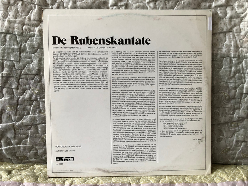 Rubenskantate - Peter Benoit / Dirigent: L. de Vocht / Eufoda LP / 1116 