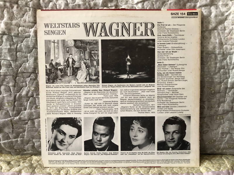 Richard Wagner – Weltstars Singen / Victoria De Los Angeles, Birgit Nilsson, Elisabeth Grümmer, Marga Höffgen, Dietrich Fischer-Dieskau, Gottlob Frick, Hermann Prey, Jess Thomas, Fritz Wunderlich / HÖR ZU LP Stereo / SHZE 154