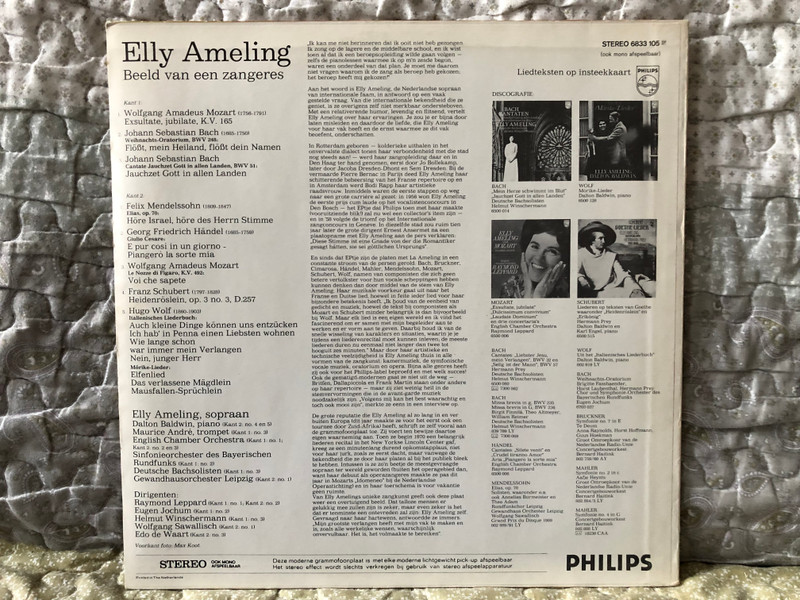 Elly Ameling: Beeld Van Een Zangeres - Mozart's Exsultate, Jubilate En Werken Van Bach, Mendelssohn, Schubert, Händel, Wolf / Philips LP Stereo / 6833 105