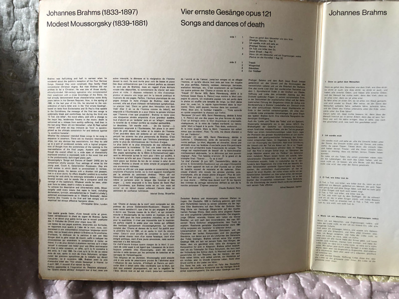 Brahms, Moussorgsky - Vier Ernste Gesänge; Songs And Dances Of Death - Yi-Kwei Sze (bass), Brooks Smith (piano) / Iramac LP Stereo / 6501