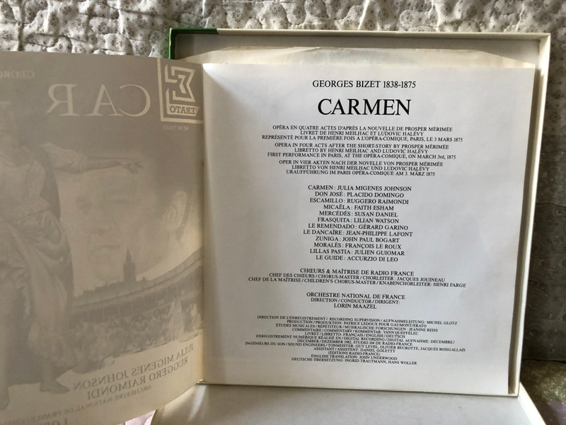 Georges Bizet: Carmen - Julia Migenes Johnson, Placido Domingo, Ruggero Raimondi, Faith Esham, Lorin Maazel, Orchestre National De France, Chœur Et Maîtrise De Radio France, Lorin Maazel / Erato 3x LP, Box Set 1984 / NUM 751133