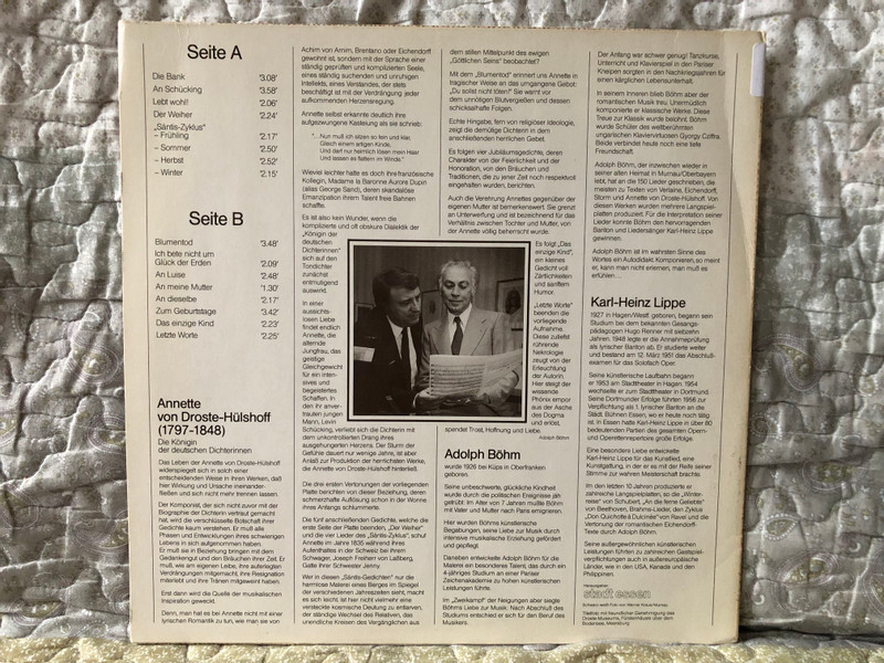 Von Den Sternen Grüß Ich Euch... - Karl-Heinz Lippe Singt Lieder Nach Gedichten Von Annette Von Droste-Hülshoff , Vertont Von Adolph Böhm / LP / RP 10216