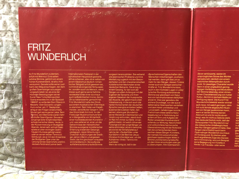 Fritz Wunderlich – Die Schönsten Opernarien / Heliodor 2x LP, Stereo / 29 863-8