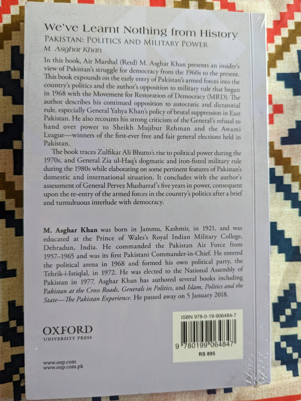 We've Learnt Nothing from History : Pakistan, Politics and Military Power / M. Asghar Khan / Paperback / Oxford University Press Pakistan (9780199064847)