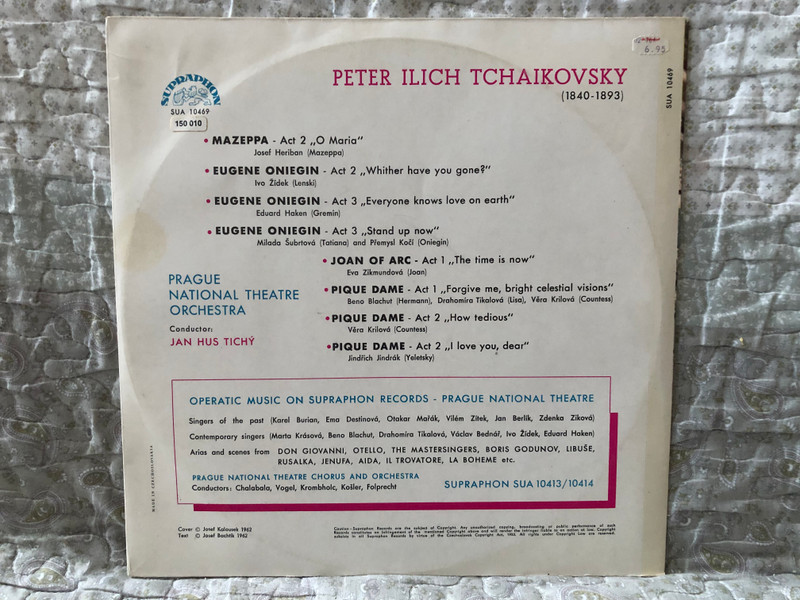 Tchaikovsky – Scenes From Operas / Supraphon LP Stereo 1962 / SUA 10469