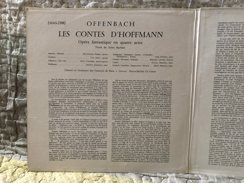 Les Contes D'Hoffmann - Offenbach / Leopold Simoneau, Mattiwilda Dobbs, Uta Graf, Heinz Rehfuss, Choeurs Et Orchestre Des Concerts De Paris, Direction Pierre-Michel Le Conte / Guilde Internationale Du Disque 2x LP / MMS-2108