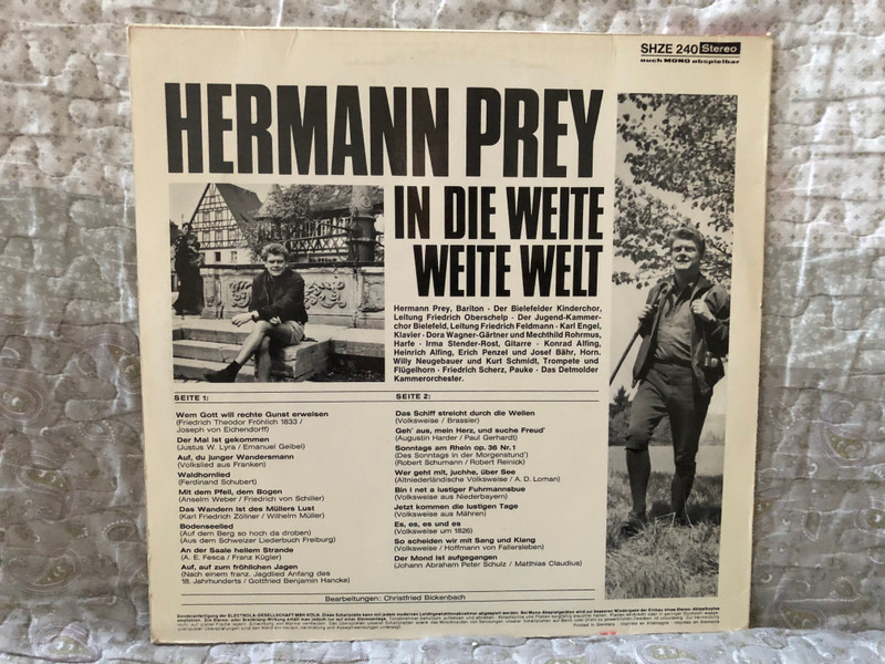 Hermann Prey Und Der Bielefelder Kinderchor – In Die Weite Weite Welt (Lieder Zu Lande Und Zu Wasser) / HÖR ZU LP Stereo / SHZE 240