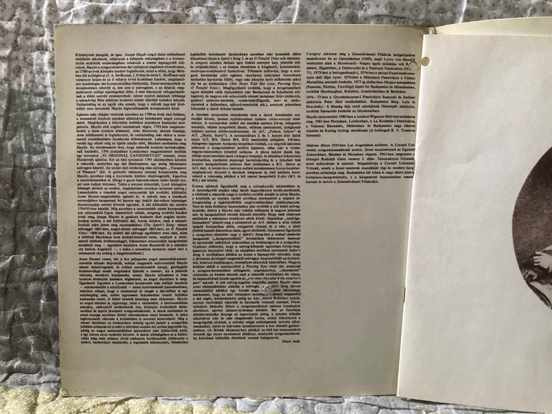 Haydn: English Canzonettas - Adrienne Csengery (soprano), Malcolm Bilson (fortepiano) / Hungaroton LP Stereo 1982 / SLPD 12374