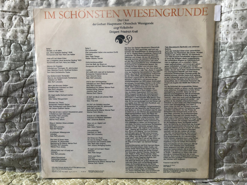 Im Schönsten Wiesengrunde - Der Chor Der Gerhart-Hauptmann-Oberschule Wernigerode / ETERNA LP Stereo 1974 / 8 35 050