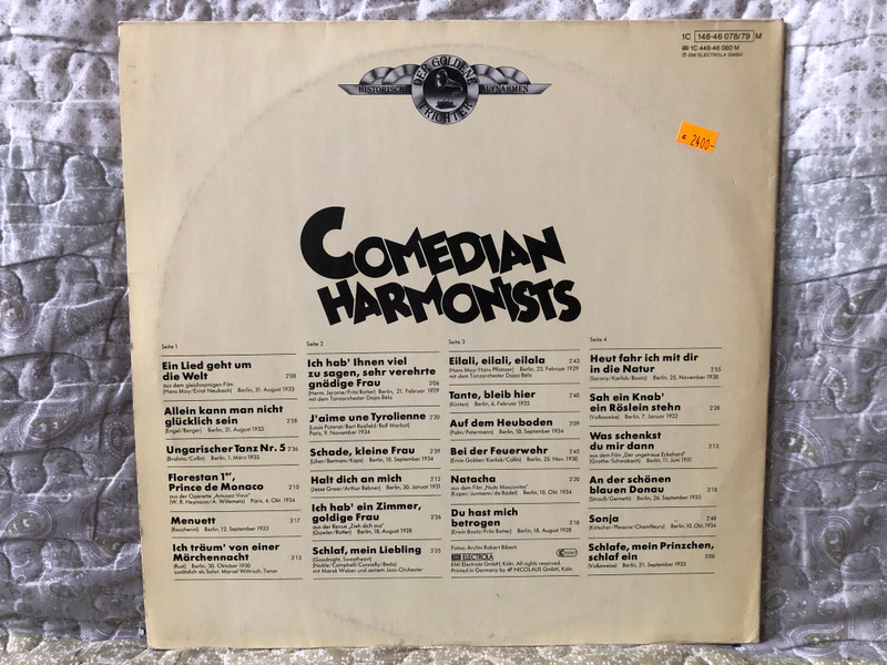Comedian Harmonists Folge 5 - Ein Lied Geht Um Die Welt; Ungarischer Tanz Nr. 5; Schlaf, Mein Liebling; Eilali, Eilali, Eilala; Schlafe, Mein Prinzchen, Schlaf Ein; u. a. / Der Goldene Trichter / EMI Electrola 2x LP / 1C 148-46 078/79 M