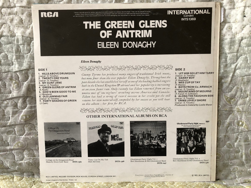 The Green Glens Of Antrim - Eileen Donaghy / RCA International (Camden) LP 1972 / INTS 1369