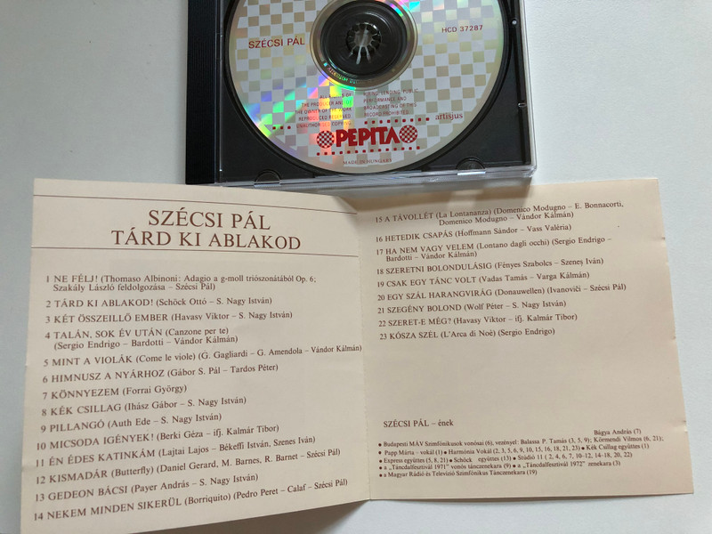 Szécsi Pál – Tárd Ki Ablakod / Gong Audio CD Stereo 1983 / HCD 37287