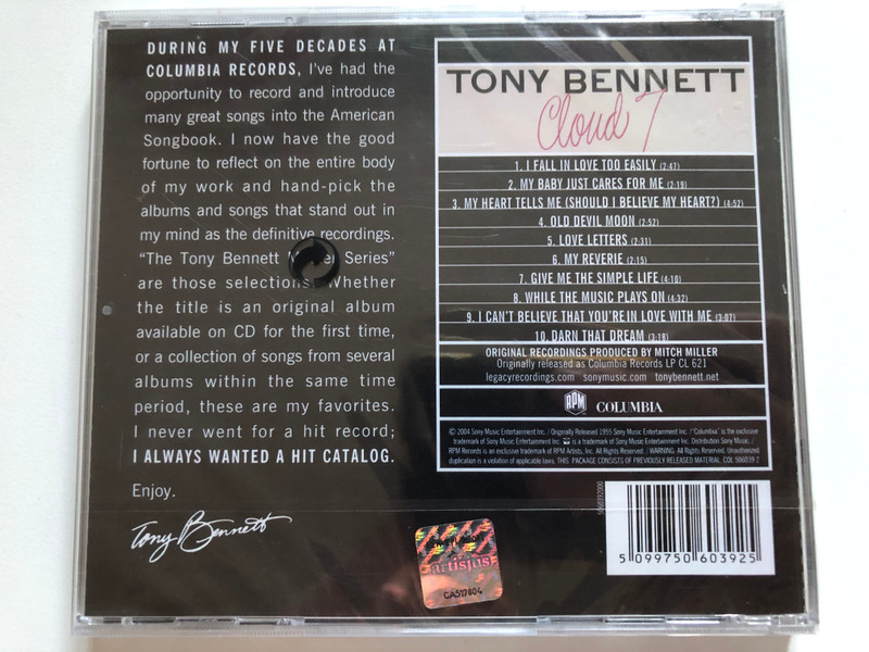 Tony Bennett Featuring Chuck Wayne – Cloud 7 / I Fall In Love Too Easily; My Baby Just Cares For Me; My Heart Tells Me; Old Devil Moon; Love Letters; My Reverie; Give Me The Simple Life; While The Music Plays On / Columbia Audio CD 2004 / 506039 2