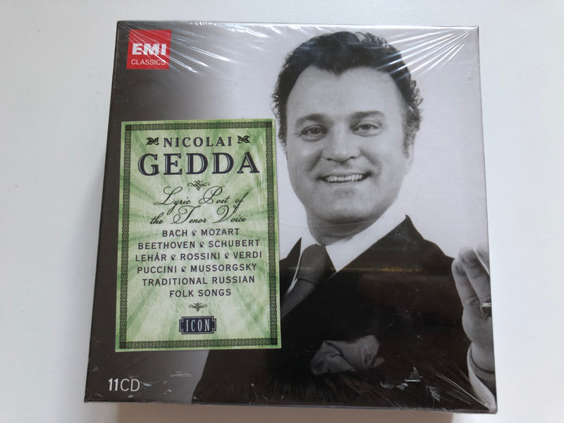 Nicolai Gedda: Lyric Poet of the Tenor Voice - Bach, Mozart, Beethoven, Schubert, Lehar, Rossini, Verdi, Puccini, Mussorgsky - Traditional Russian Folk Songs / EMI Classics 11x Audio CD, Mono-Stereo 2010 / 5099945609527