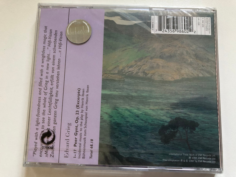 Edvard Grieg (1843-1907): Peer Gynt Extraits - Berliner Philharmoniker, Sylvia McNair, Petteri Salomaa, Jeffrey Tate / Red Line / EMI Classics Audio CD 1997 / 724356986022