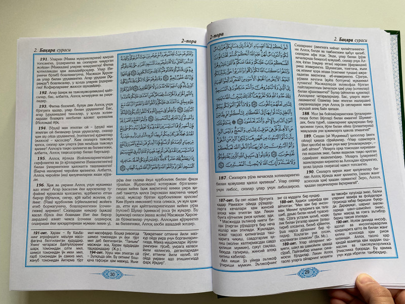 The Qur'an in Uzbek language / Қуръони Карим ва ҳадиси шарифда келган энг зарурий дуолар / Uzbek and Arabic parallel text / Hardcover / Movarounnahr 2020 (9789943521766)