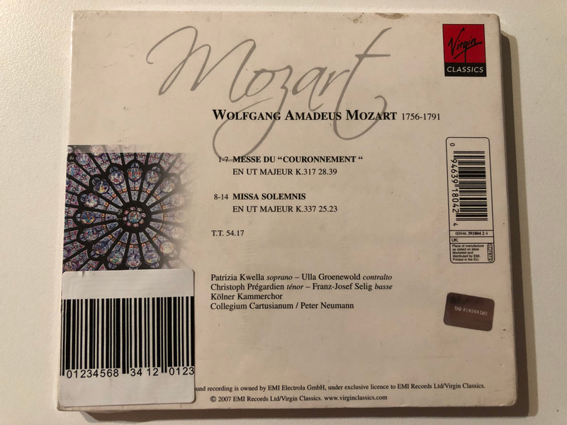 Mozart - Messe Du "Couronnement"; Missa Solemnis -Kölner Kammerchor, Collegium Cartusianum, Peter Neumann / Virgin Classics Audio CD 2007 / 00946 391804 2 4