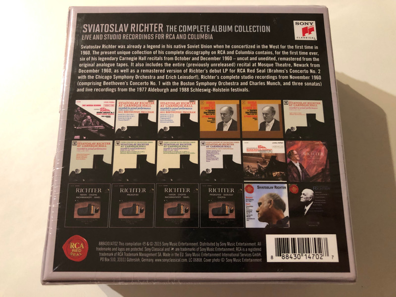 Sviatoslav Richter – The Complete Album Collection (Live And Studio Recordings For RCA And Columbia) / Sony Classical 18x Audio CD, Box Set 2015 / 88843014702