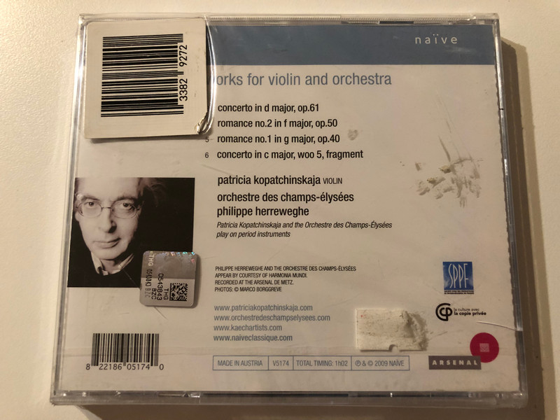 Patricia Kopatchinskaja, Orchestre Des Champs-Elysées, Philippe Herreweghe - Beethoven / Naïve Audio CD 2009 / V 5174