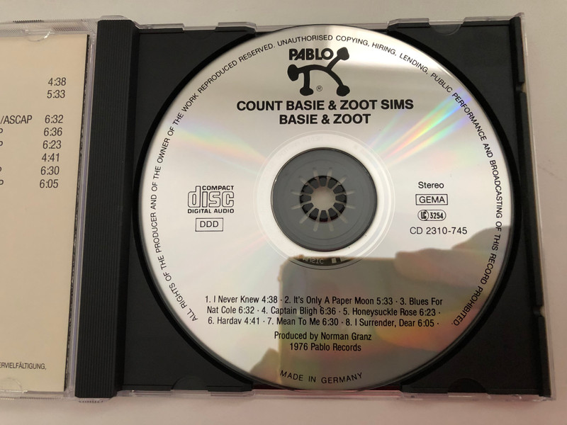 Basie & Zoot / Pablo Records Audio CD Stereo / CD 2310-745