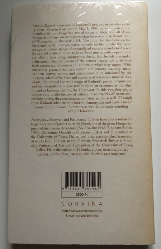 Foamy Sky The Major Poems of Miklos Radnoti  A Bilingual Edition  Translated by Zsuzsanna Ozsváth, Frederick Turner  Paperback (9789631361964)