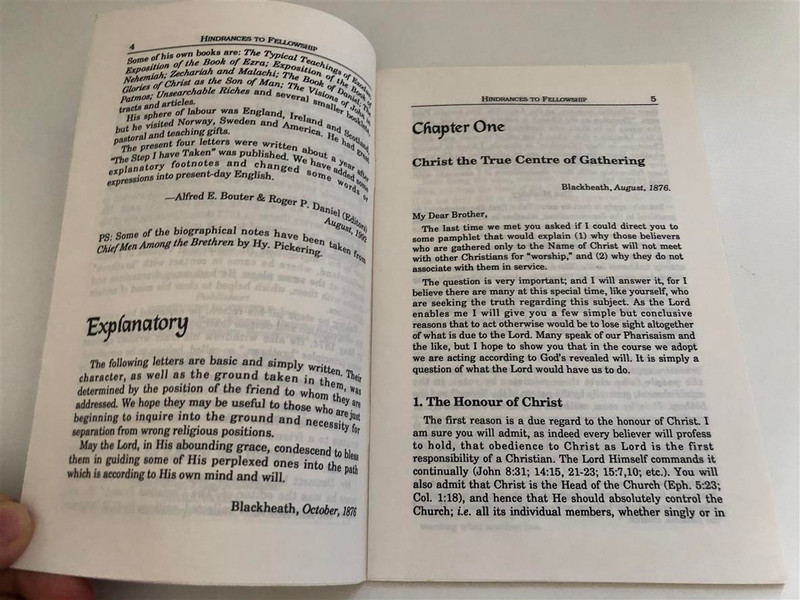 Hindrances to Fellowship / Letters to a Friend / Edward Bennet / Publisher: Believers Bookself, Inc / Distributor: Chapter Two, Scripture Truth Publishers, Words of Truth (185307019)