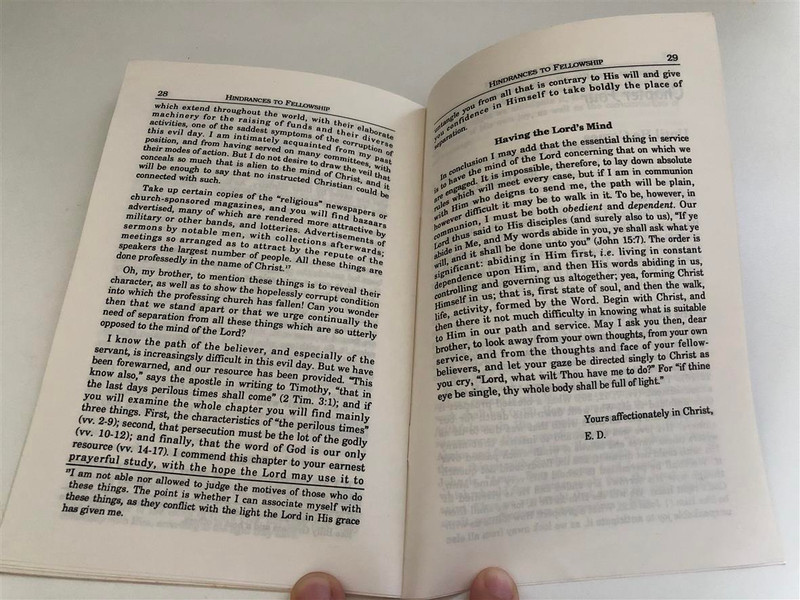 Hindrances to Fellowship / Letters to a Friend / Edward Bennet / Publisher: Believers Bookself, Inc / Distributor: Chapter Two, Scripture Truth Publishers, Words of Truth (185307019)