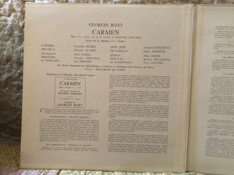Carmen - Bizet - Consuelo Rubio, Pierrette Alarie, Leopold Simoneau, Heinz Rehfuss, Choeurs Et Orchestre Des Concerts De Paris, Direction: Pierre-Michel Le Conte / Guilde Internationale Du Disque 3x LP / MMS 2184