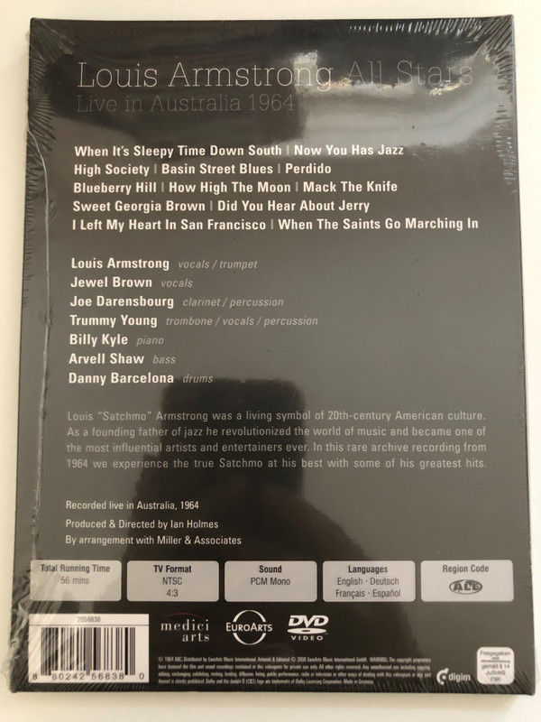 Louis Armstrong - Live in Australia 1964  Produced and Directed by Ian Holmes  Arrangement with Miller & Associates  DVD (880242568380)