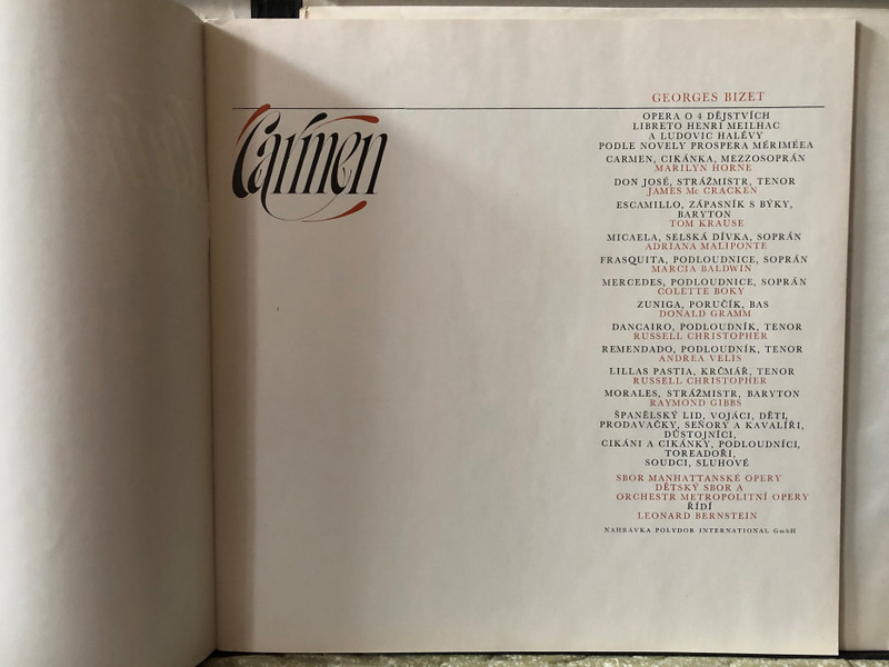 Bizet: Carmen - Marilyn Horne, James McCracken, Metropolitní Opera, Leonard Bernstein / Supraphon 3x LP, Stereo, Box Set / 1116 3041 - 43