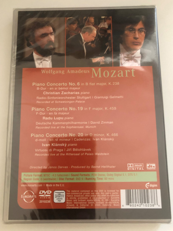 Mozart - Great Piano Concertos, Volume Three  Radu Lupu, Christian Zacharias, Ivan Klansky  Christian Zacharias piano, Radu Lupu piano  Radio-Sinfonieorchester Stuttgart  Deutsche Kammerphilharmonie  DVD (880242102386)